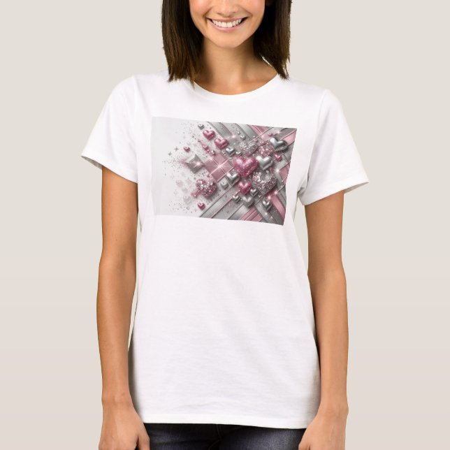 Klassisk röd LOVE SPARKLES Slogan T-shirt (Framsida)