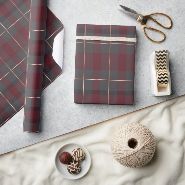 Klassisk röd och grå rutig tartan presentpapper (Hantverk)