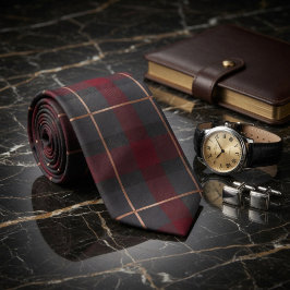Klassisk röd och grå rutig tartan slips