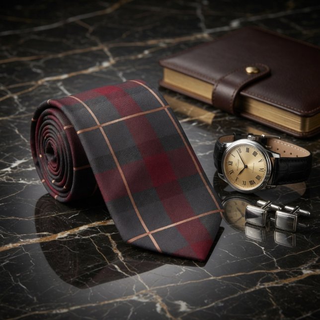 Klassisk röd och grå rutig tartan slips (Skapare uppladdad)