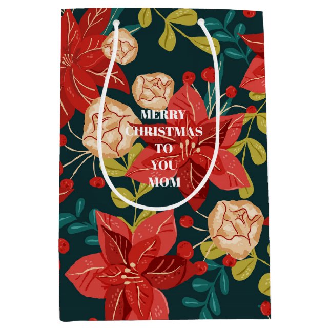 Klassisk röd och grön blomsterjul  (Framsidan)