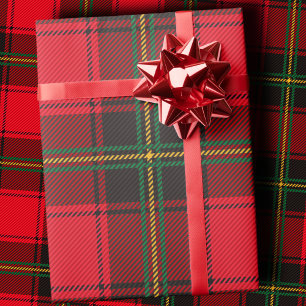 Klassisk röd och grön julrutig pläd presentpapper