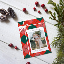 Klassisk röd och grön karorad familjefoto