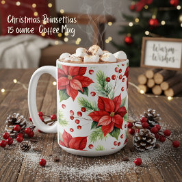 Klassisk röd och Grönt jultomte Poinsettias Helgda Kaffemugg