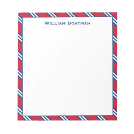 Klassisk röd och marin diagonal Tie Rand Mönster Anteckningsblock