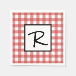Klassisk röd och vit gingham BBQ picknickfest Pappersservett