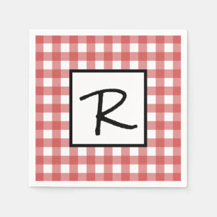 Klassisk röd och vit gingham BBQ picknickfest Pappersservett