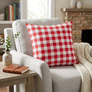 Klassisk röd och vit gingham-karotröja kudde