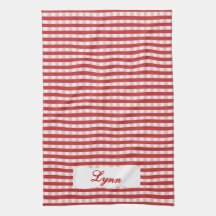 Klassisk röd och vit gingham | Personligt namn