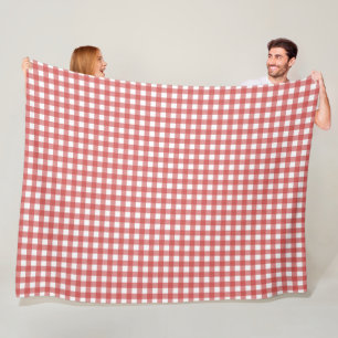 Klassisk röd och vit gingham picknick fleecefilt