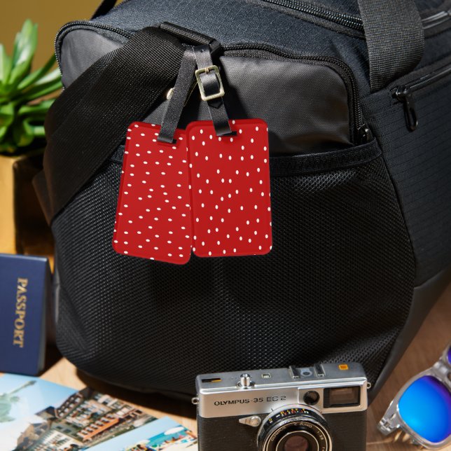 Klassisk röd och vit Polka dots Bagagebricka (Fram & Baksida)