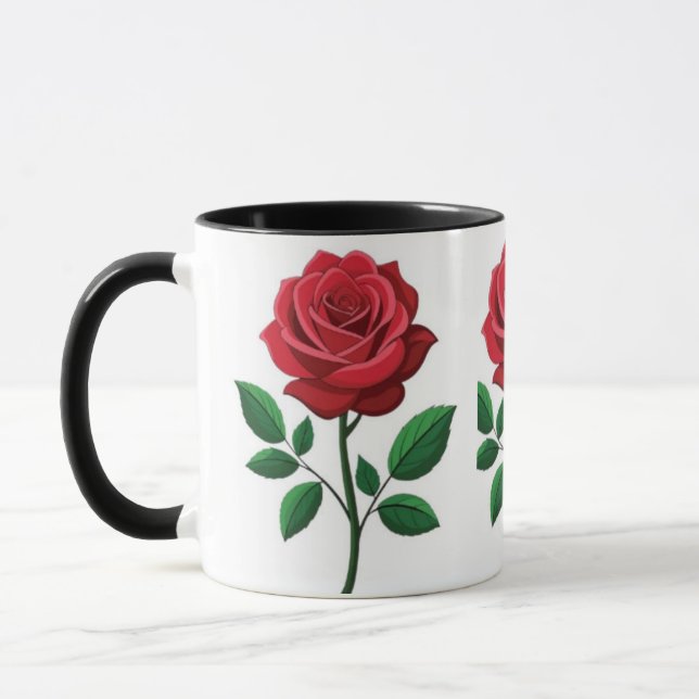 Klassisk röd ros botanisk tvåtons kaffemugg (Vänster)