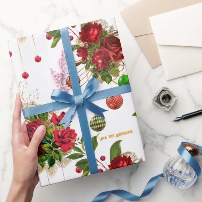 Klassisk röd ros chic boutique anpassad jul presentpapper (Gifting)