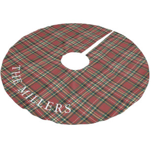 Klassisk röd rutig julpersonlig helgdag julgransmatta borstad polyester