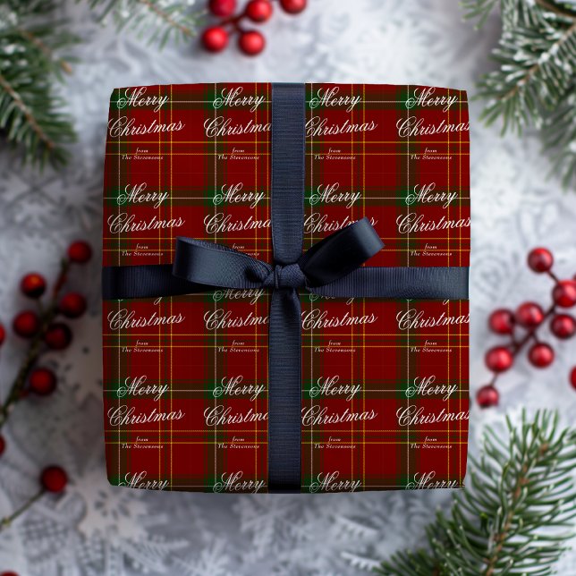 Klassisk röd rutig personlig god jul presentpapper (Skapare uppladdad)
