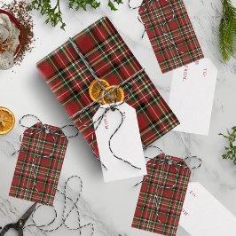 Klassisk röd rutig Till Från julpresent Presentetikett