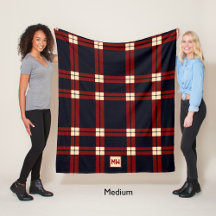 Klassisk röd, svart och gräddplaid monogram