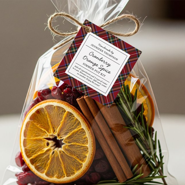 Klassisk röd tartan-semester Simmer Pot Kit Gåvor Etiketter (Skapare uppladdad)