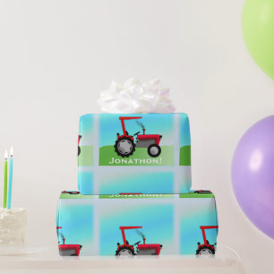 Klassisk röd traktor (Grattis på födelsedagen, Presentpapper