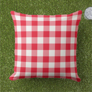 Klassisk röd vit Gingham-rutig kartruta Kudde