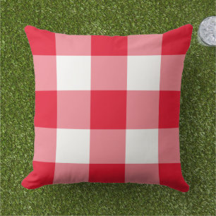 Klassisk röd-vit stor gingham-ruta kudde