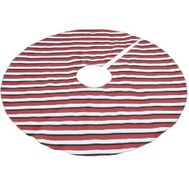 Klassisk röd vit svart rand julgransmatta borstad polyester