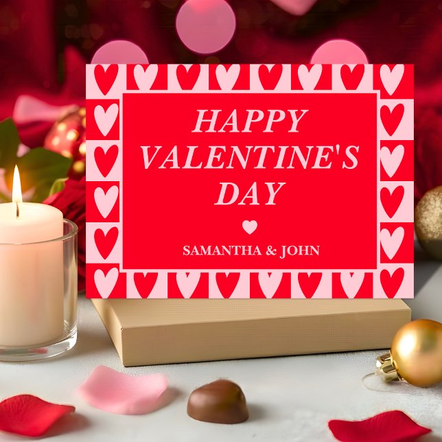 Klassisk röda hjärtans valentinpresentkort julkort (Skapare uppladdad)