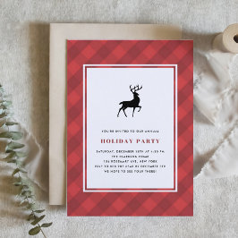 Klassisk rödblekt Mönster Hjort Julfest Inbjudningar