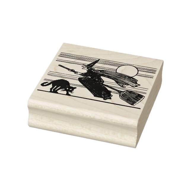 Klassisk rödhäxa Halloween svart katt Stämpel (Stämpel)