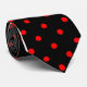 Klassisk rödpolka Dot Mönster på Black Tie Slips (Rullad)