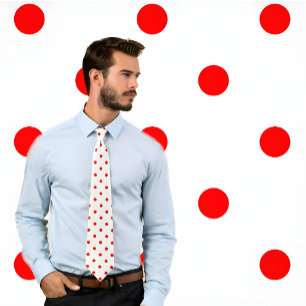 Klassisk rödpolka Dot Mönster på Vit Tie Slips