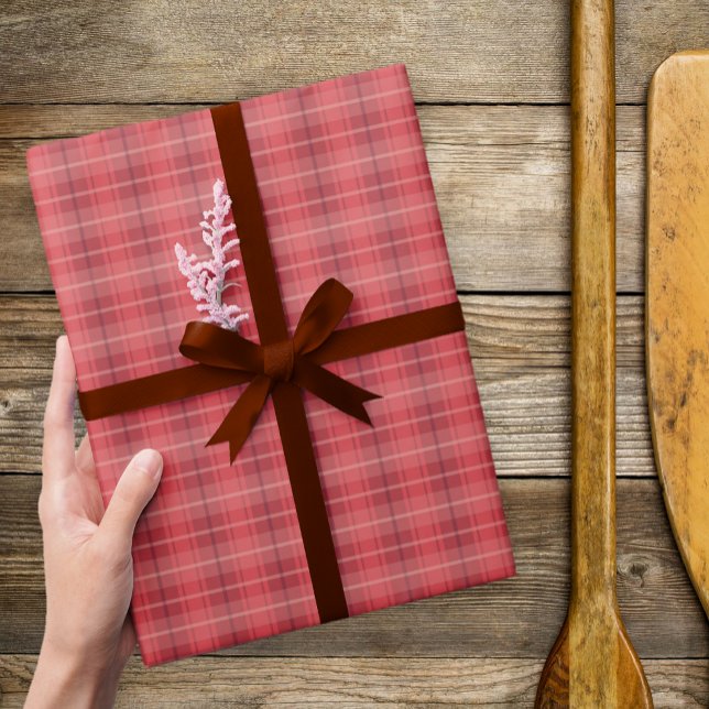 Klassisk rödskäggig julinsvällning Papper Presentpapper (Red Plaid Gift Wrap)
