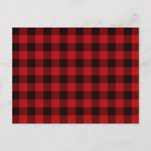 Klassisk rödsvart plaid mönster vykort