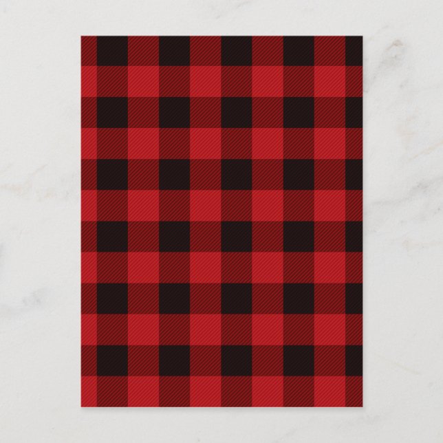 Klassisk rödsvart plaid mönster vykort (Framsida)