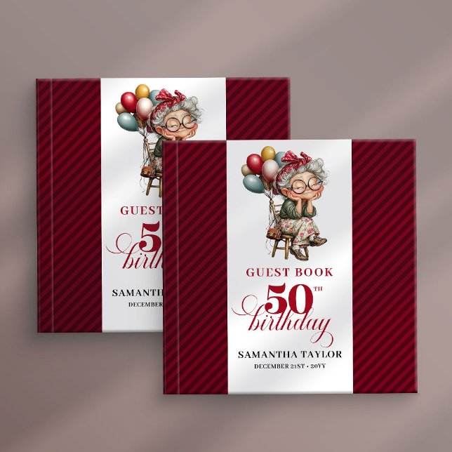 Klassisk rolig minnesbok för 50-årig födelsedagsgä gästböcker (Classic fun 50th lady birthday guest memory book)