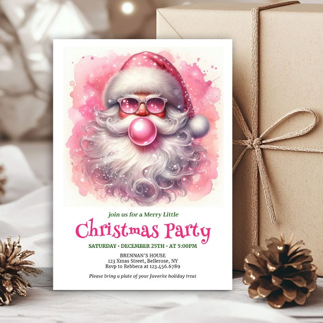 Klassisk rolig tomte med solglasögon jul  inbjudningar (Classic Funny Santa With Sunglasses Christmas Invitation

)