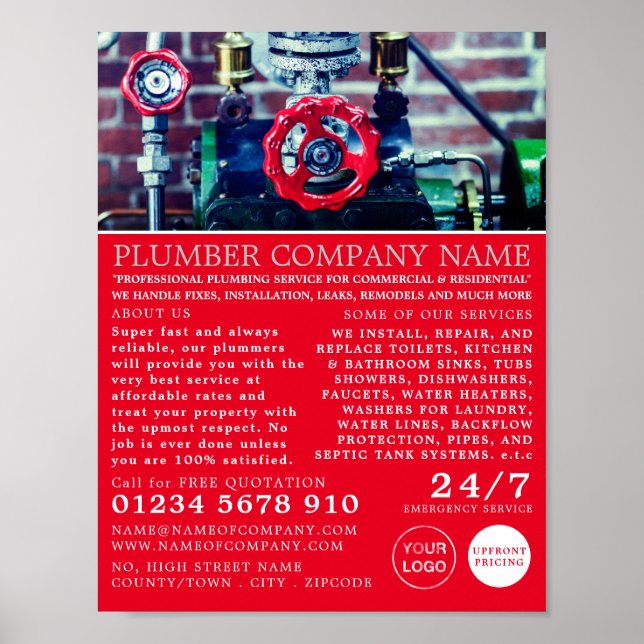 Klassisk Rör, rörmokare, rörmokerreklam Poster (Framsidan)