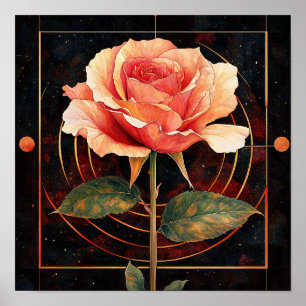 Klassisk ros blomväggshängande DIY-dEkoration Poster