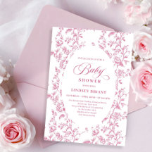 Klassisk ros mönster blommande baby shower inbjuda