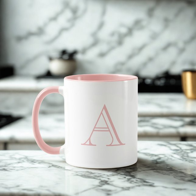 Klassisk Rosa Alphabet Brev A Monogram kaffe Mugg (A classic monogram in a classic font on this mug. Suitable for any gifting occasion)