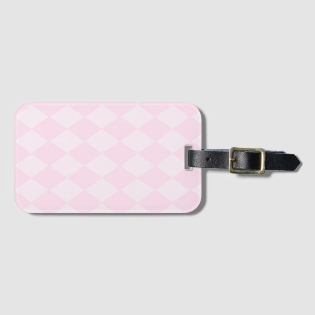 Klassisk rosa argyle-designad bagagetikett bagagebricka (Framsida horisontal)