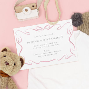 Klassisk Rosa-babykläder för menyfliksområdet Inbjudningar