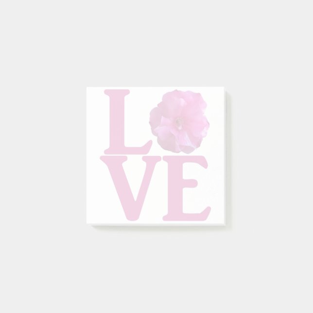 Klassisk Rosa Blomma Kärlek Post-it Block (Framsida)