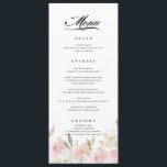 Klassisk Rosa Blommigt Bröllop Menu Meny<br><div class="desc">Designad för att matcha samlingen Klassisk Rosa Blommigt bröllop,  har den här dubbla-sidformade designen en blommigt ram och menyalternativen bröllop. Anpassa med dina egna val av måltid och färg.</div>