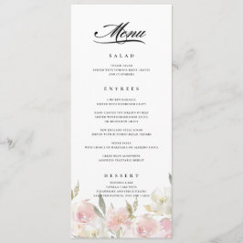 Klassisk Rosa Blommigt Bröllop Menu Meny