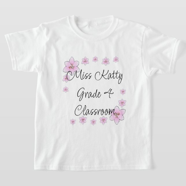 Klassisk Rosa Blommor T-Shirt (Laydown)