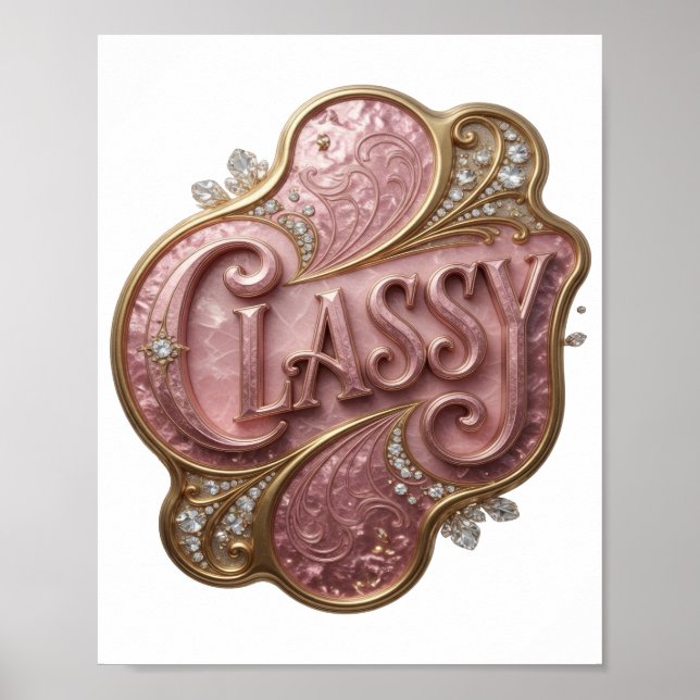 Klassisk Rosa CLASSY Design Poster (Framsidan)