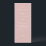 Klassisk Rosa Elegant bröllop Meny<br><div class="desc">Klassiska menyer i bröllop som har en enkel och tidlös design med elegant och traditionell serif typsnitt.</div>