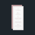 Klassisk Rosa Elegant bröllop Meny<br><div class="desc">Klassisk meny stil dammig vid ro rosa bröllop med en enkel och minimal design med ditt monogram, namn och bröllop-datum längst upp tillsammans med din meny omgiven av en dubbla gräns. Typsnitt alternerar mellan och elegant-skript, en traditionell serif och minimalist sans serif typsnitt. Den här menyn är underbar för ett...</div>