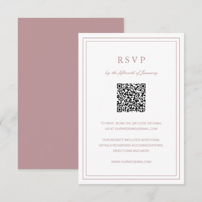 Klassisk Rosa Elegant bröllop OSA Kort (Fram/baksida)